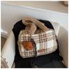 Зимняя шерстяная утолщенная клетчатая атмосферная наплечная сумка 2025 новый клетчатый рюкзак