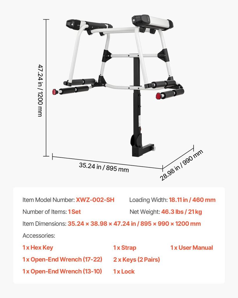 Hitch Mounted Ski & Snowboard Rack, Fits 50 mm Receiver, Carries up to 6 Pairs of Skis or 4 Snowboards, Hitch-Mounted Rack for Car with Key Lock,
