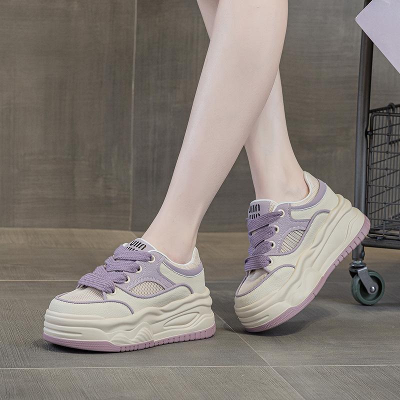 White Sneakers Women All MatchSpring Autumn New 6cm Thick Sole Fashion Sport Casual Shoes Slimming Leg Lengthening Footwear