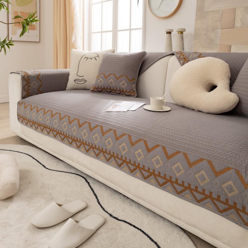 Четыре сезона Универсальный Хлопок Цветная Вышивка Подушка для дивана Современный Простой Тканевый Нескользящий Чехол для дивана Оптом