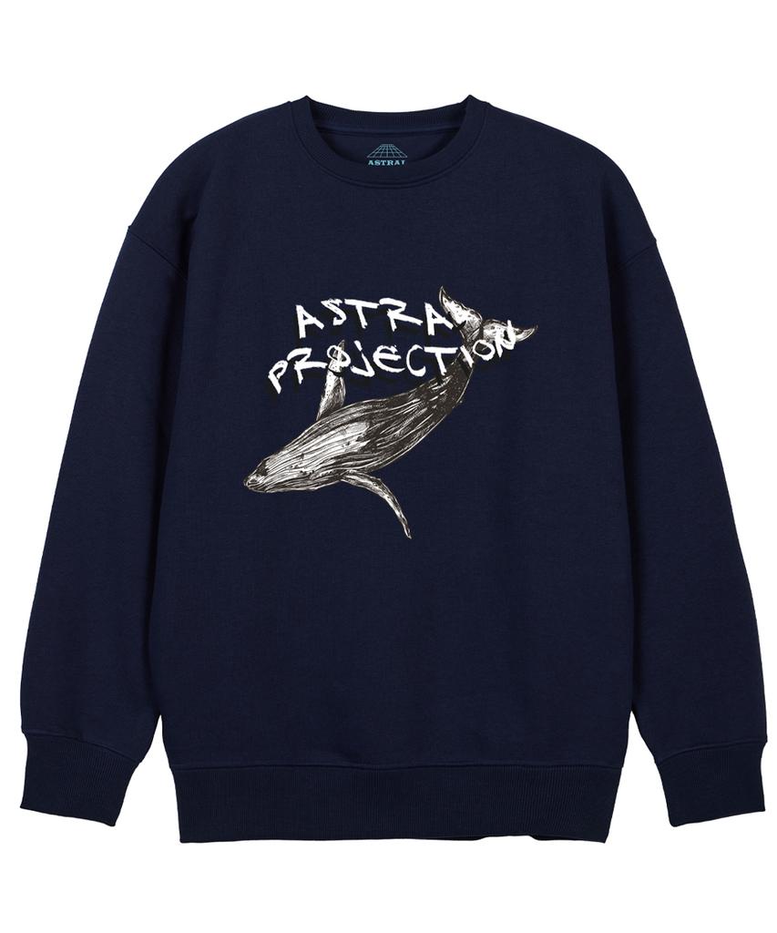 ASTRAL PROJECTION Whale Loose Fit Sweatshirt_Navy