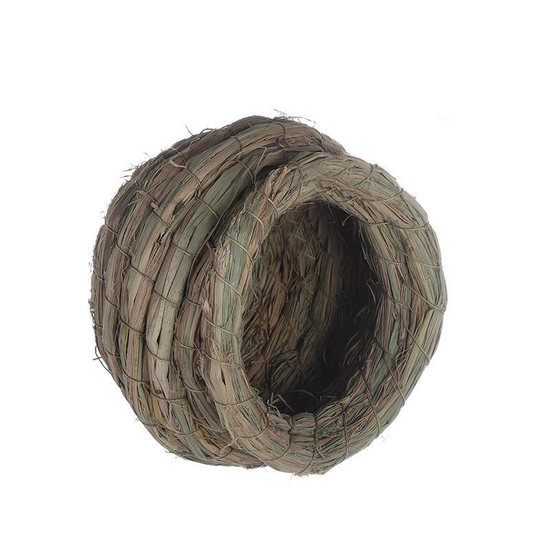 Natural Coconut Shell Parrot Nest & Swing Toy - Warm Tiger Skin Design