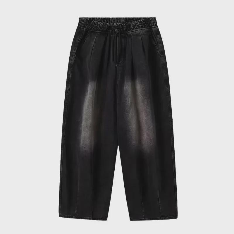 Джинсы унисекс в японском стиле, свободные, широкие, с эластичной талией