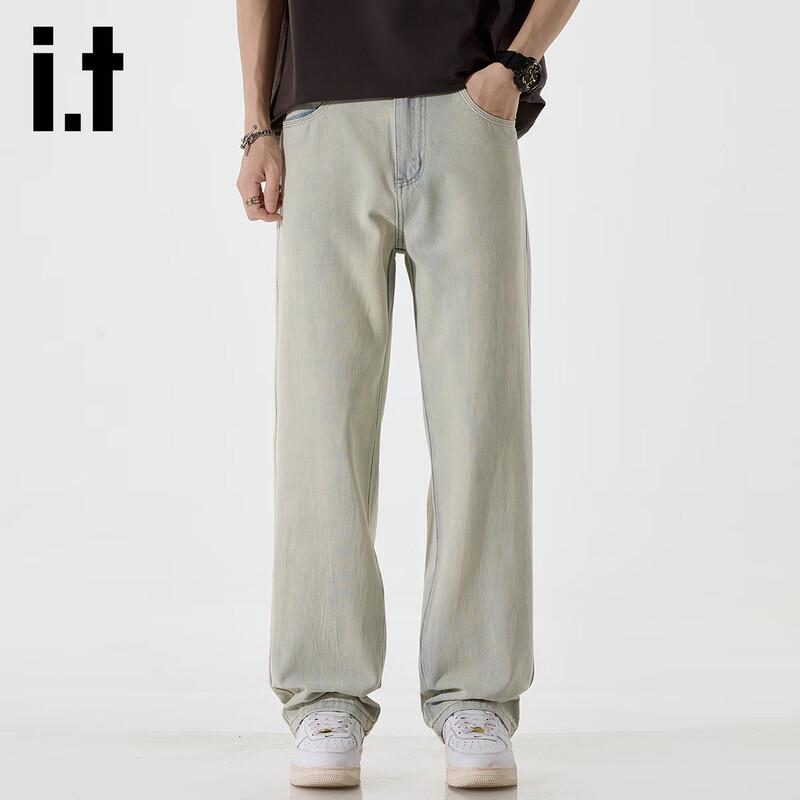 Izzue it Мужские джинсы свободного кроя с прямыми штанинами и светлой стиркой