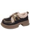 Fashion Japanese Leather Shoe for Women Winter New Style Fur Plus Velvet Thick Sole Increased Non-slip Cotton Shoe British Style Loafers