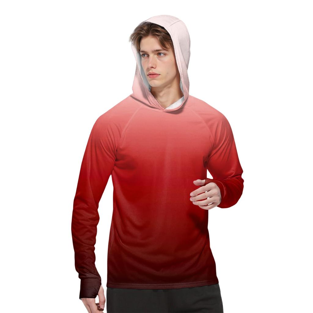 Мужская модная рубашка с длинным рукавом с принтом и капюшоном SPF/UV