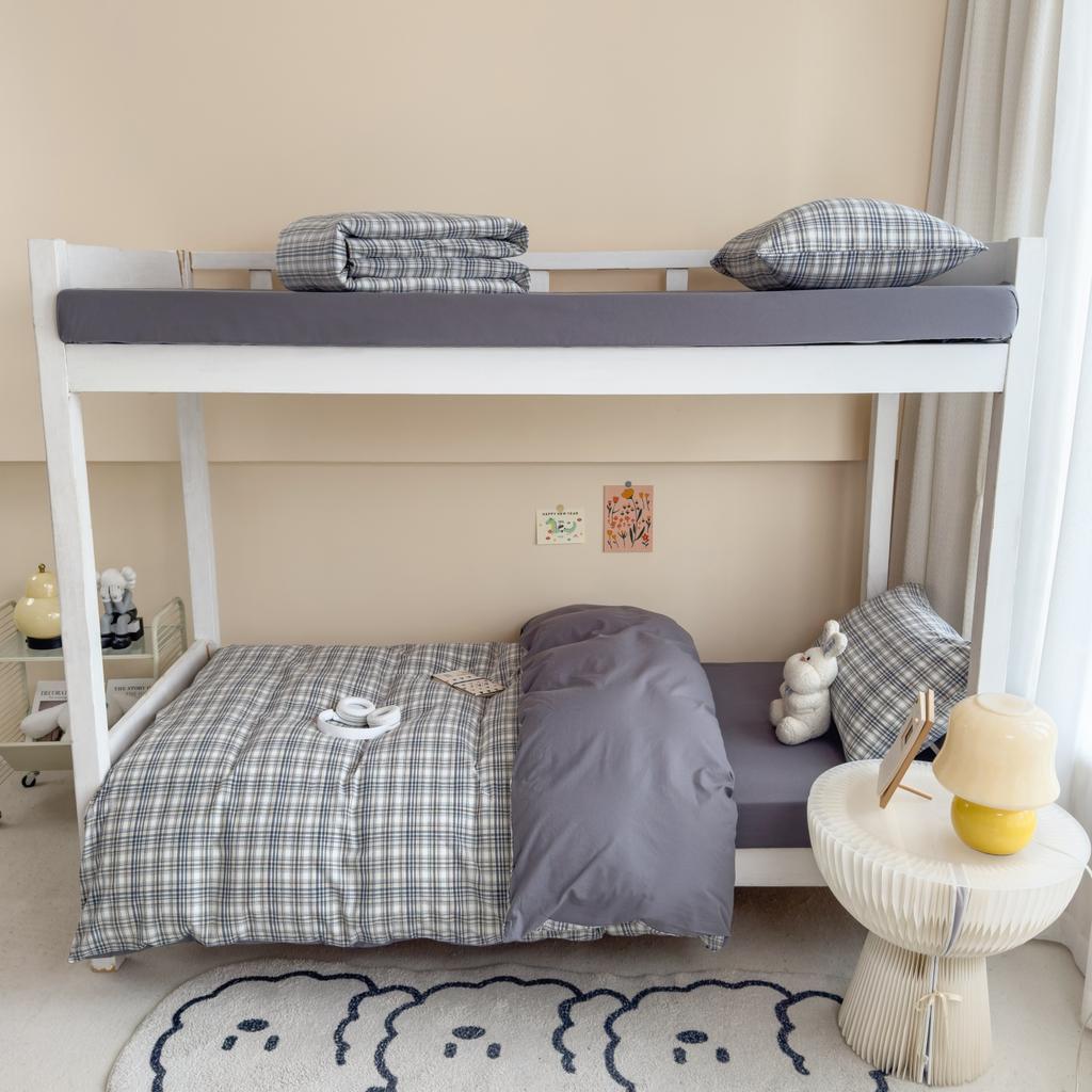 Sleep Grid (Student Season) Class A All Cotton Color Knitted and Washed Cotton Student Dormitory 3-Piece Set