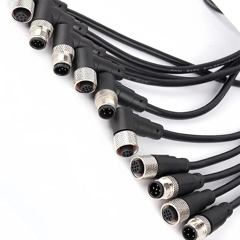 2 метра разъем датчика M12 водонепроницаемый кабельный разъем Male&Female 4 5 8 12Pin ПВХ Интегрированные литьевые разъемы M12