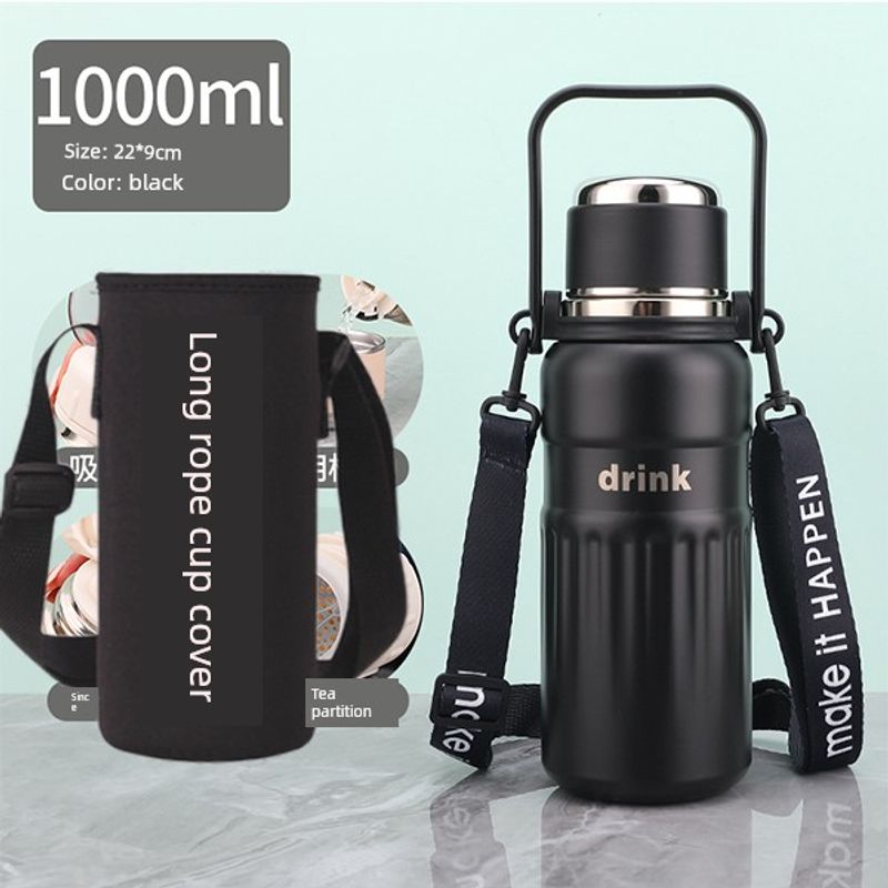Double-Drink Student Large-Capacity Thermos Cup 316 Stainless Steel Sports Cross-Body Water Cup Special Cup for School and Travel