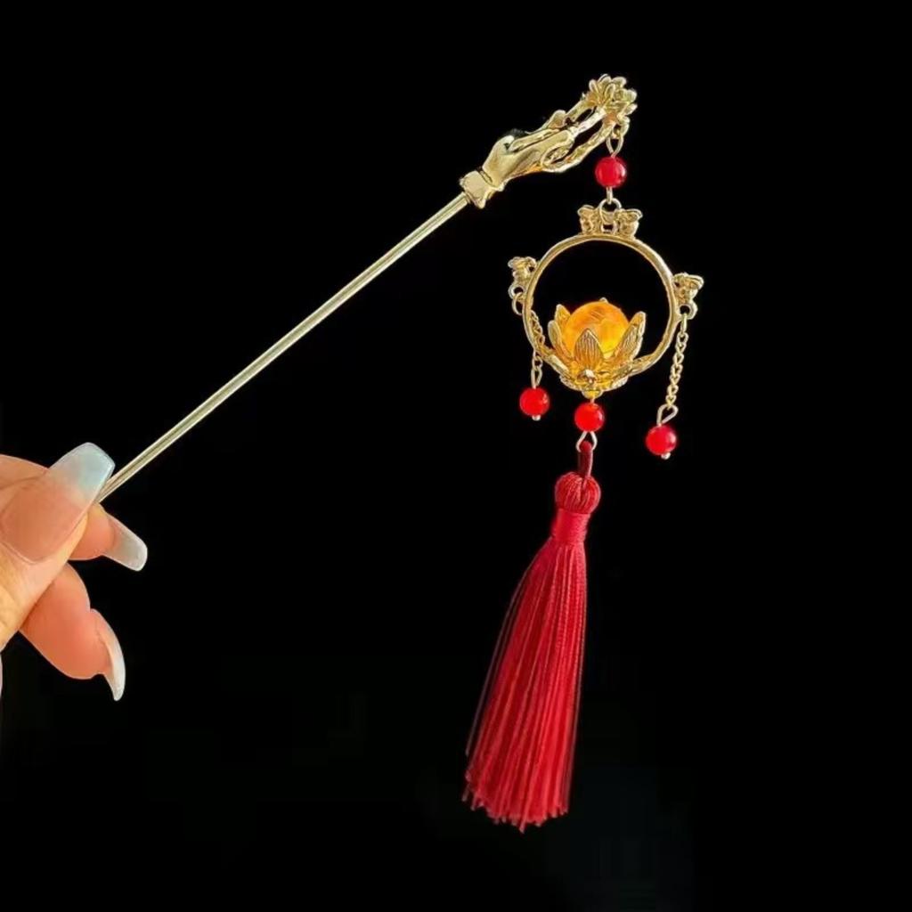 Ancient Luminous Hairpin Tassel Hairpin Hanfu Step Shaking Head Hair Accessories