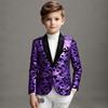 Детские Модные Пиджаки Блейзеры с Золотыми Блестящими Пайетками и Цветочным Узором