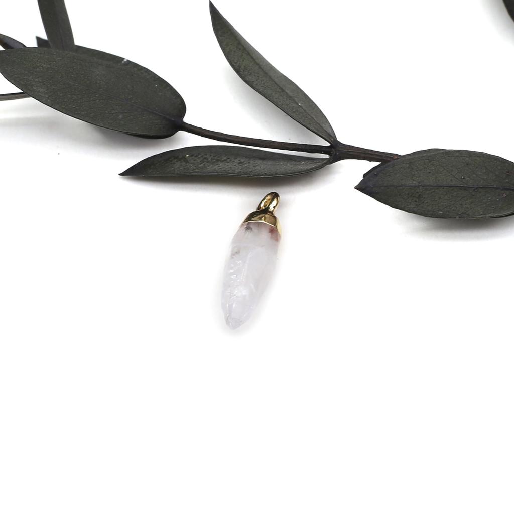 1шт граненый натуральный камень конус кулон маленький кристалл розовый кварц сплав подвески для изготовления ювелирных изделий DIY ожерелье серьги аксессуары 6x19 мм