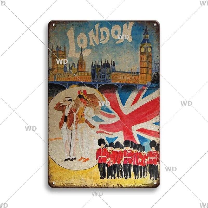 Tin Sign Landscape Paris Havana Tokyo Sydney Malibu Los Angeles Chicago City Metal Vintage Plaque Retro Decorative Plate Decor