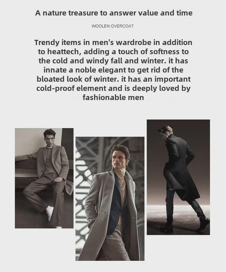 Men’s Handmade 100% Wool Double-Breasted Coat for Autumn/Winter