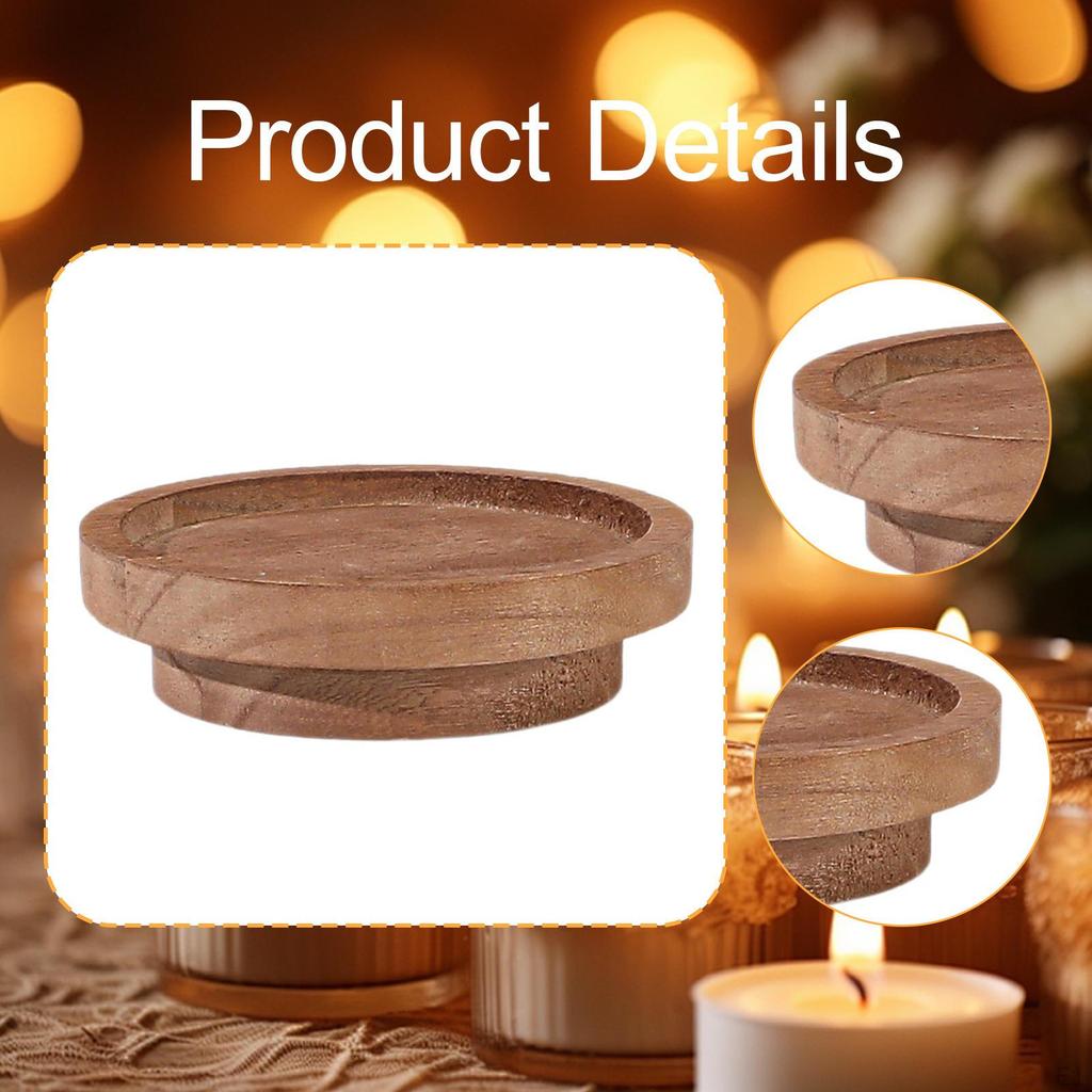 Round Wooden Serving Tray Candle Holder Centerpiece for Kitchen Home Counter
