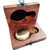 India Brass Push Button Lid Compass Chain with Gift Wood Box Compass  (Gold