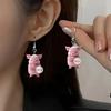 Pink Pig Dangle Earrings 2D Acrylic Pig Charm Earrings Lightweight Cute Angry Pig Earrings