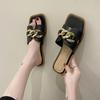 Fashion Women Slippers Metal Buckle Retro Flat Bottomed Female Sandals Summer 2024 Classic Comfort Beach Outdoor Ladies Shoes