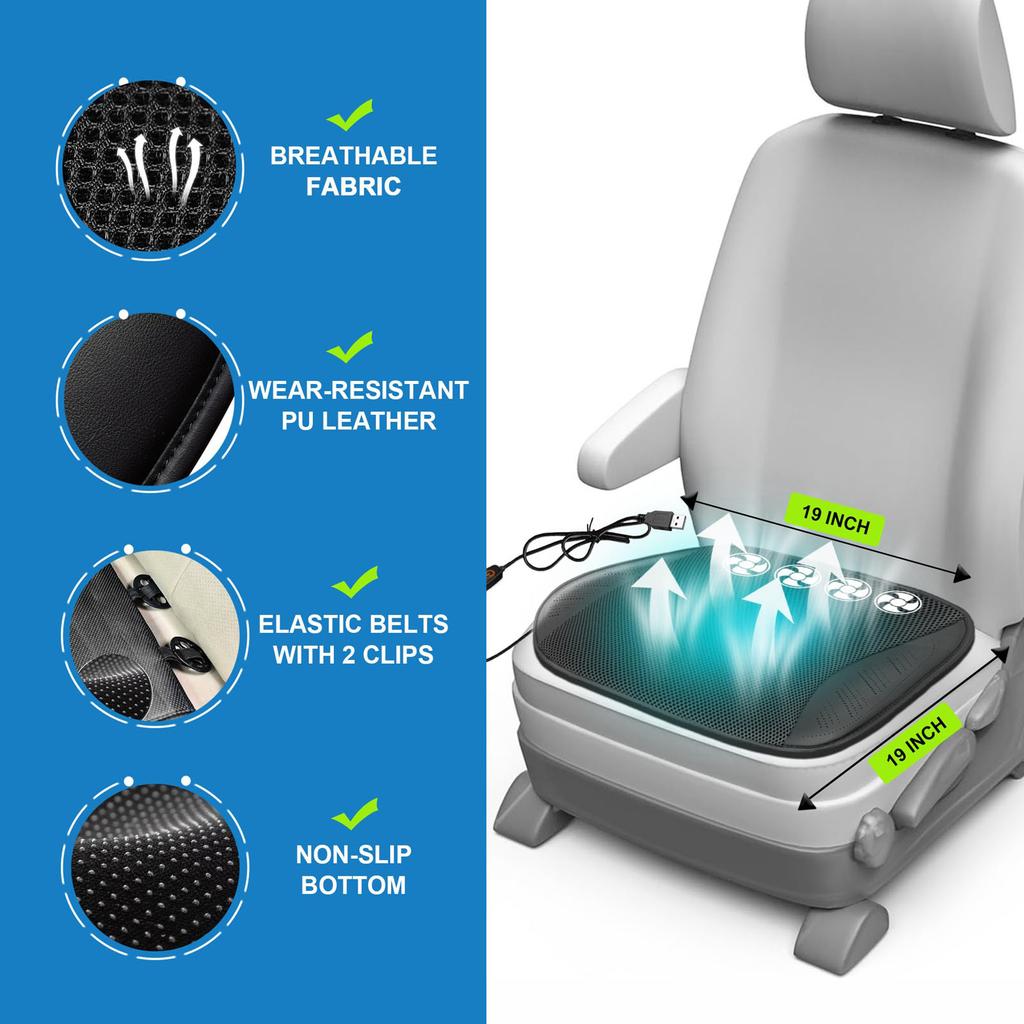 USB Подушка для сиденья, Вентилируемая накладка на сиденье 5 вентиляторов, Портативная подушка для стула, Универсальный охладитель сиденья для сиденья автомобиля, грузовика, для улицы