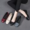 Flat-soled Single Shoes 2025 Spring and Summer New Round Head Shallow Mouth Flat Shoes Comfortable Square Buckle Work Shoes Low Heel Cowhide Women's