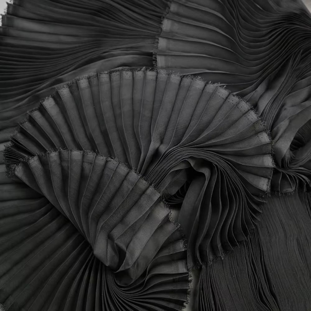 Handmade Pleated Organza Fabric Light Chiffon DIY Material New Wrinkled Cloth Fabric  Summer