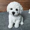 Прекрасный белый бишон-фризе, имитационные украшения, маленькая белая модель собаки, украшение для дома, комнаты, изделия из смолы, мини-садовые аксессуары