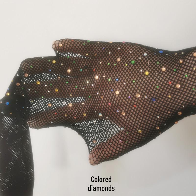 Колготки-сетка Komancon Весна/Лето: Европейский и американский стиль, сексуальные длинные чулки, украшенные стразами, для женщин.