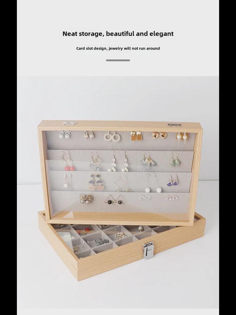 Шкатулка для украшений из розового дерева: Хранилище с чехлом для сережек, часов, браслетов и колец.