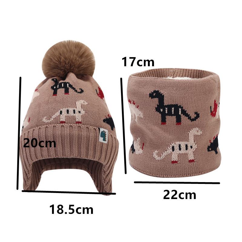 Winter Baby Boy Hat with Earflap Faux Fur Ball Knitted Kids Beanie Cap Toddler Bonnet Hats Infant Accessories Fleece Lining 1-5Y