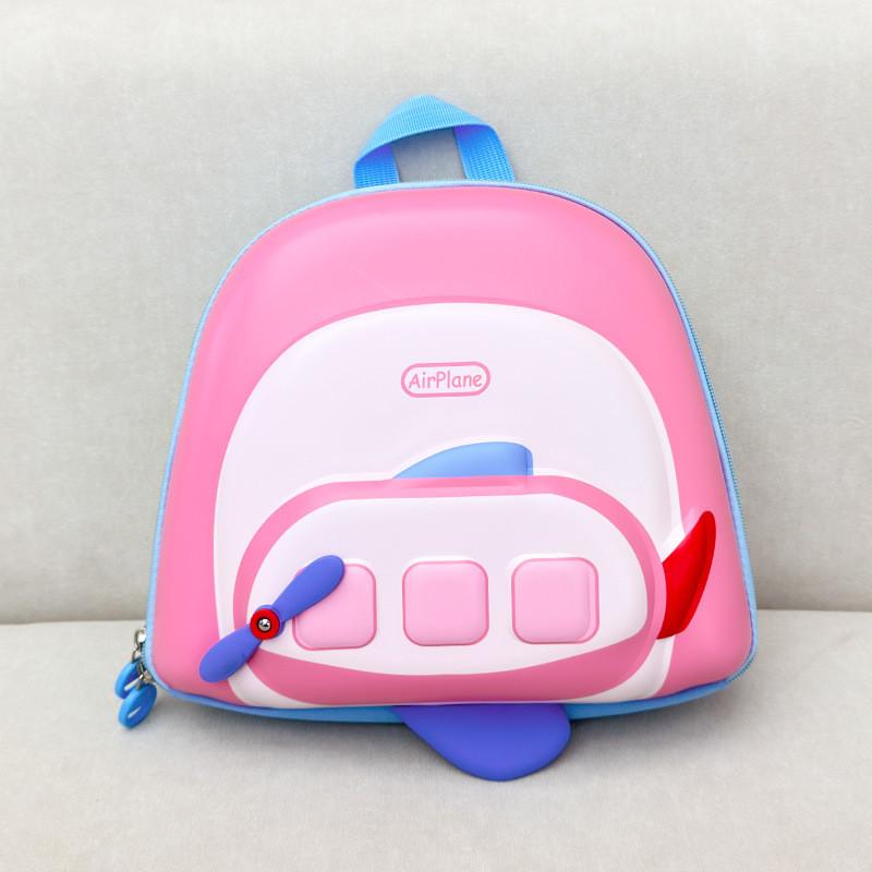 Toddler Double Shoulder Backpack With Cartoon Airplane Pattern And Padded Straps For Preschool