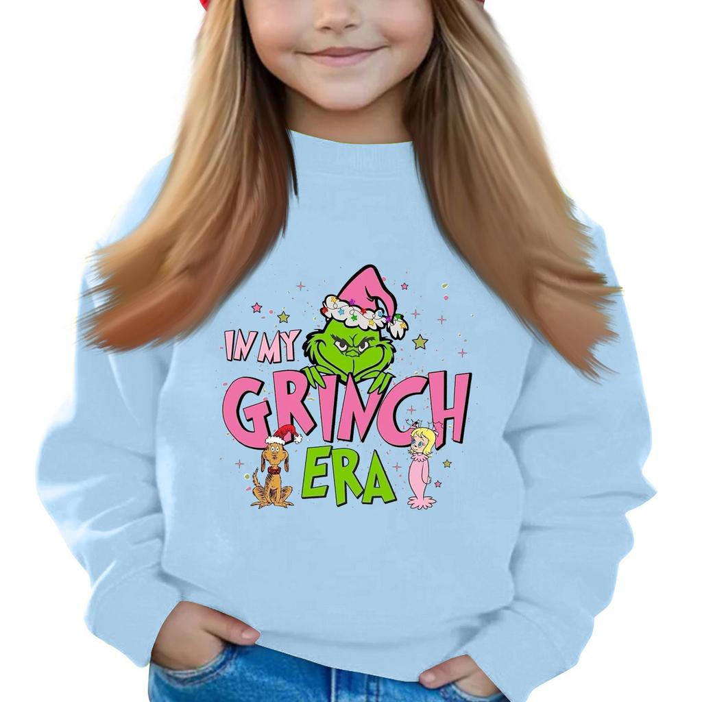 Рождественские пуловеры с круглым вырезом для девочек, детские топы с принтом