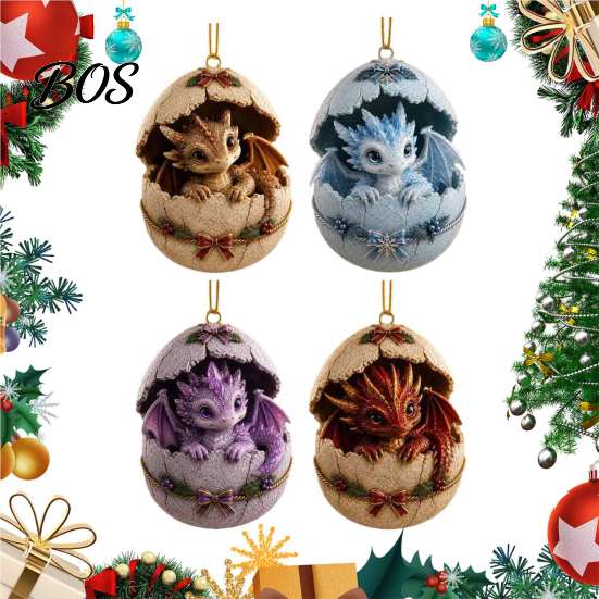 Colorful Dragon Egg Ornament Baby And Christmas Ornament, 2D Flat Acrylic Tree Hanging Decorative for Home Decoration, Fantasy Pendant Xmas