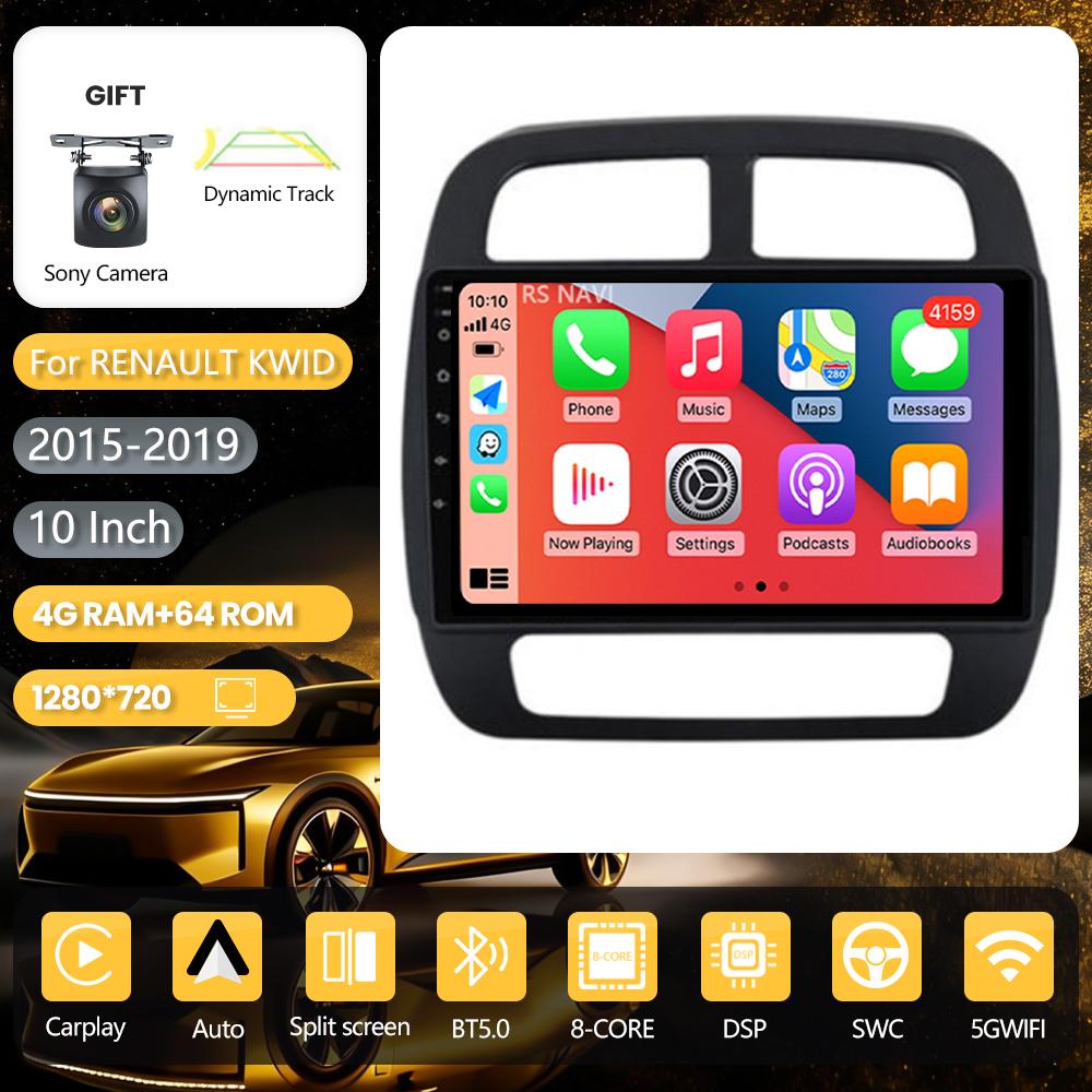 Qualcomm Android 16 pour Renault KWID K-ZE 2015 - 2019 Carplay Auto Écran 2K Autoradio Caméra 360 Lecteur Multimédia Snapdragon