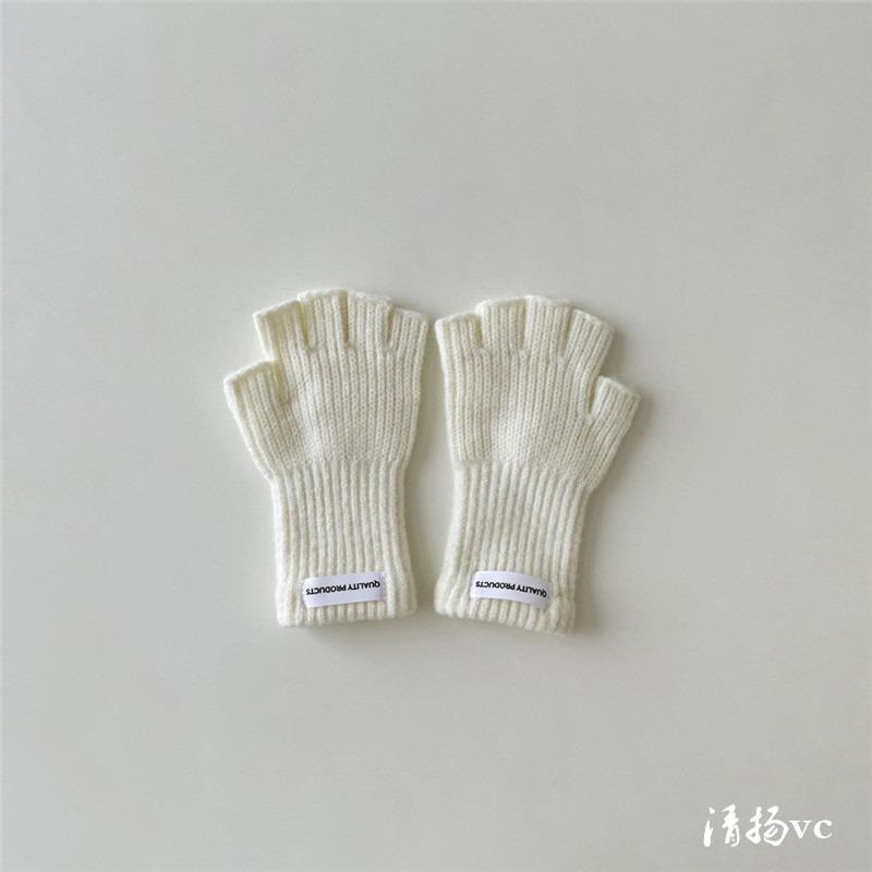 Fashion Children's Gloves Winter Warm Open Finger Gloves Wool Five Finger Gloves Student Split Finger Gloves
