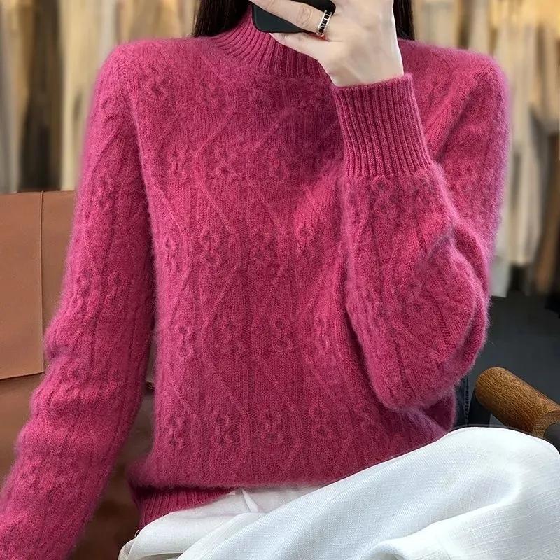 Spring Autumn Winter Knitwear Women Sweaters Fashion Casual Warm Knit Cable Jumper Female Turtleneck Sweater
