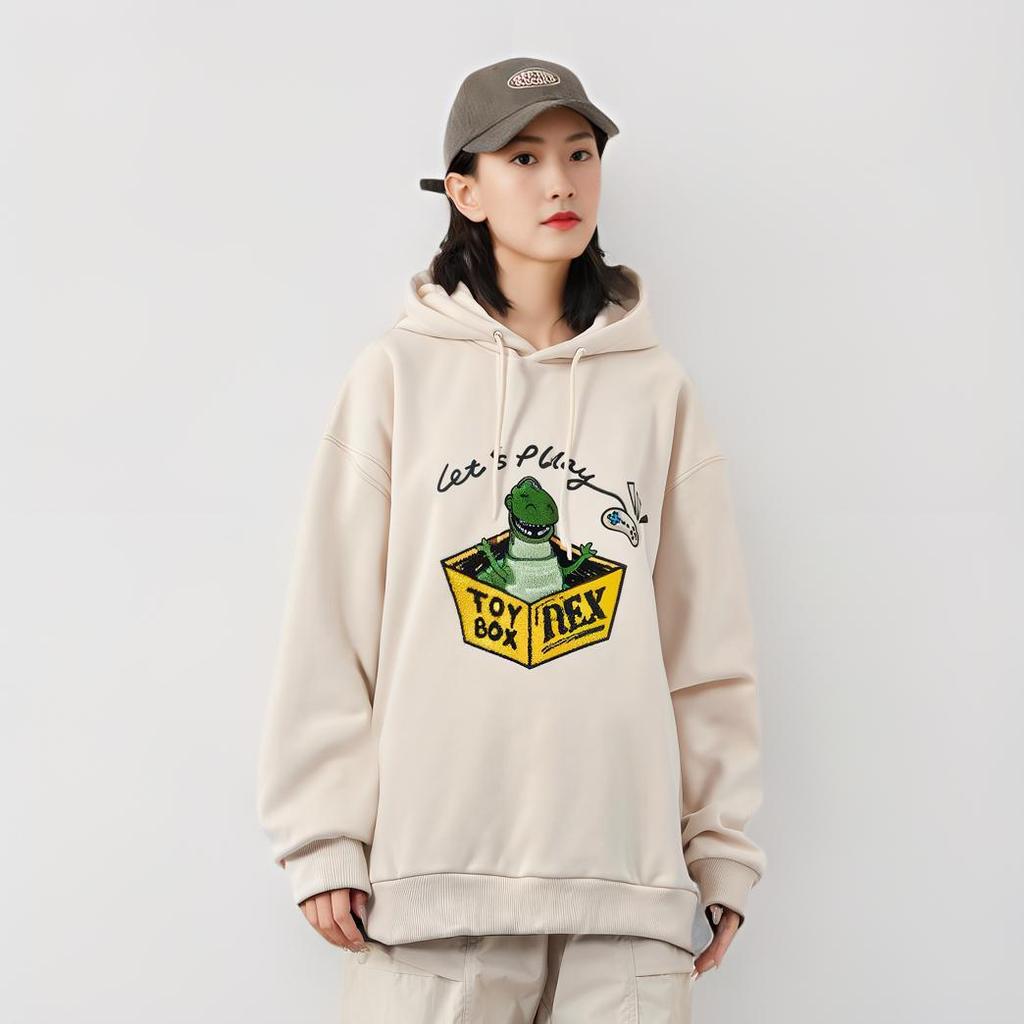 Li Ning X Disney Коллаборация Серия Спортивный Стиль Жизни Серия Обнимающий Дракон Принт Буквы Удобная Дышащая Свободная Толстовка Женская толстовка AWDU494-3