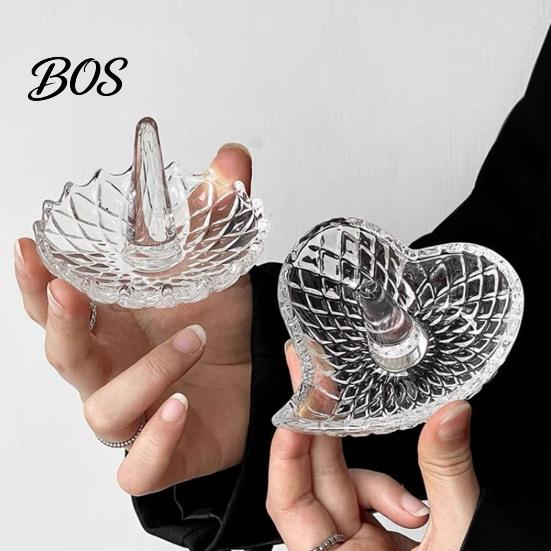 Small Ring Plate for Bathroom Glass Holder, Water Ripple Elegant Jewelry Dish, Clear Organizer Bedroom Decorative Trinket Tray Bedside Table