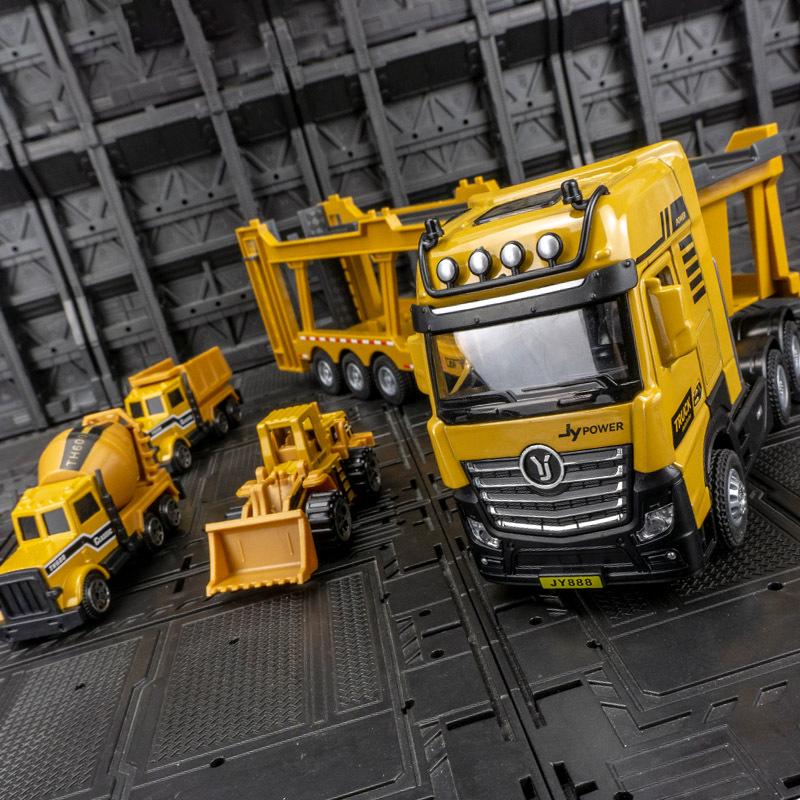 Jiaye VB50163 Flatbed Trailer Transport Vehicle Model: Excavator, Mixer Truck Toy for Boys