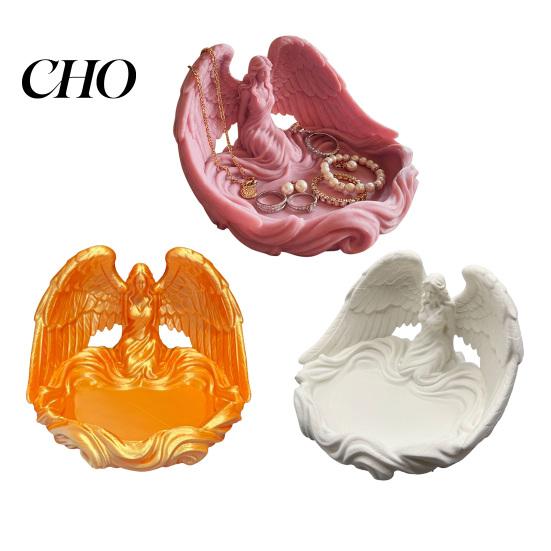 Angel Shape Jewelry Holder Tray Wings Decorative Storage Multi-Purpose Perfume Elegant White Dish for Rings Earrings Bracelets Keys Crystal