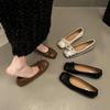 Shallow Mouth Square Head Soft Sole Flat Sole Single Shoes Women's 2024 New Spring French Skirt Mary Jane Shoes