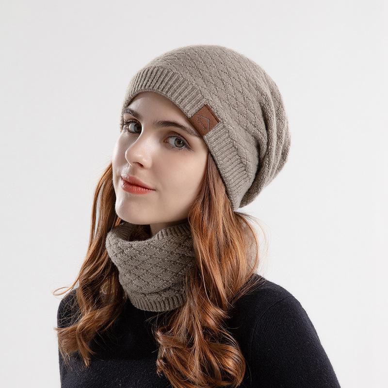 Winter Outdoor Warm Hat Women's Scarf Pullover Hat Men's Plus Velvet Warm Ear Protection Knitted Wool Hat
