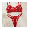 New Lace Lace Red Cherry Floral Hot Temptation Charm Sexy Sexy Three-point Erotic Underwear Cover