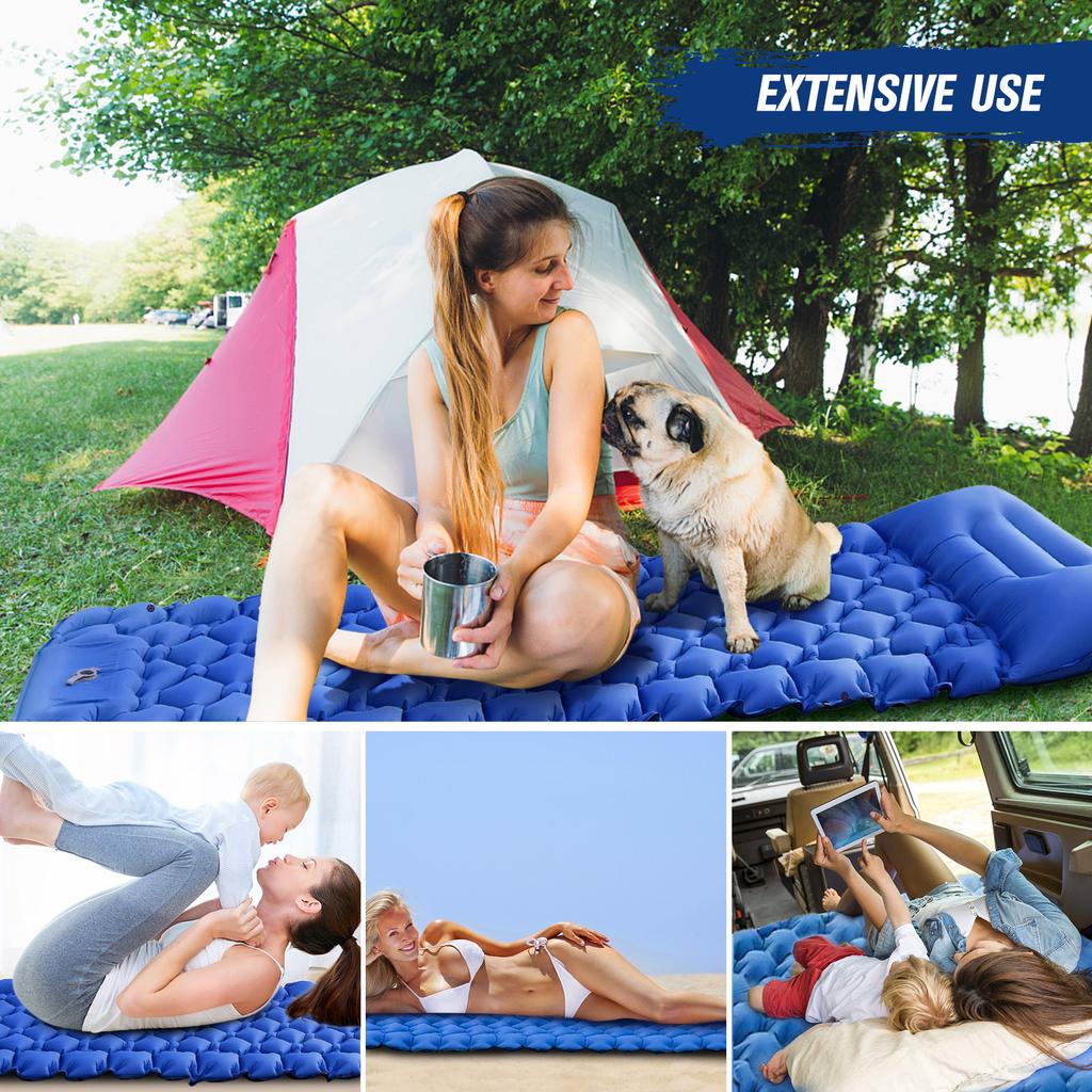 Lightweight Camping Mat with Air Pillow Portable Air Mattress Waterproof Backpacking Sleeping Pad