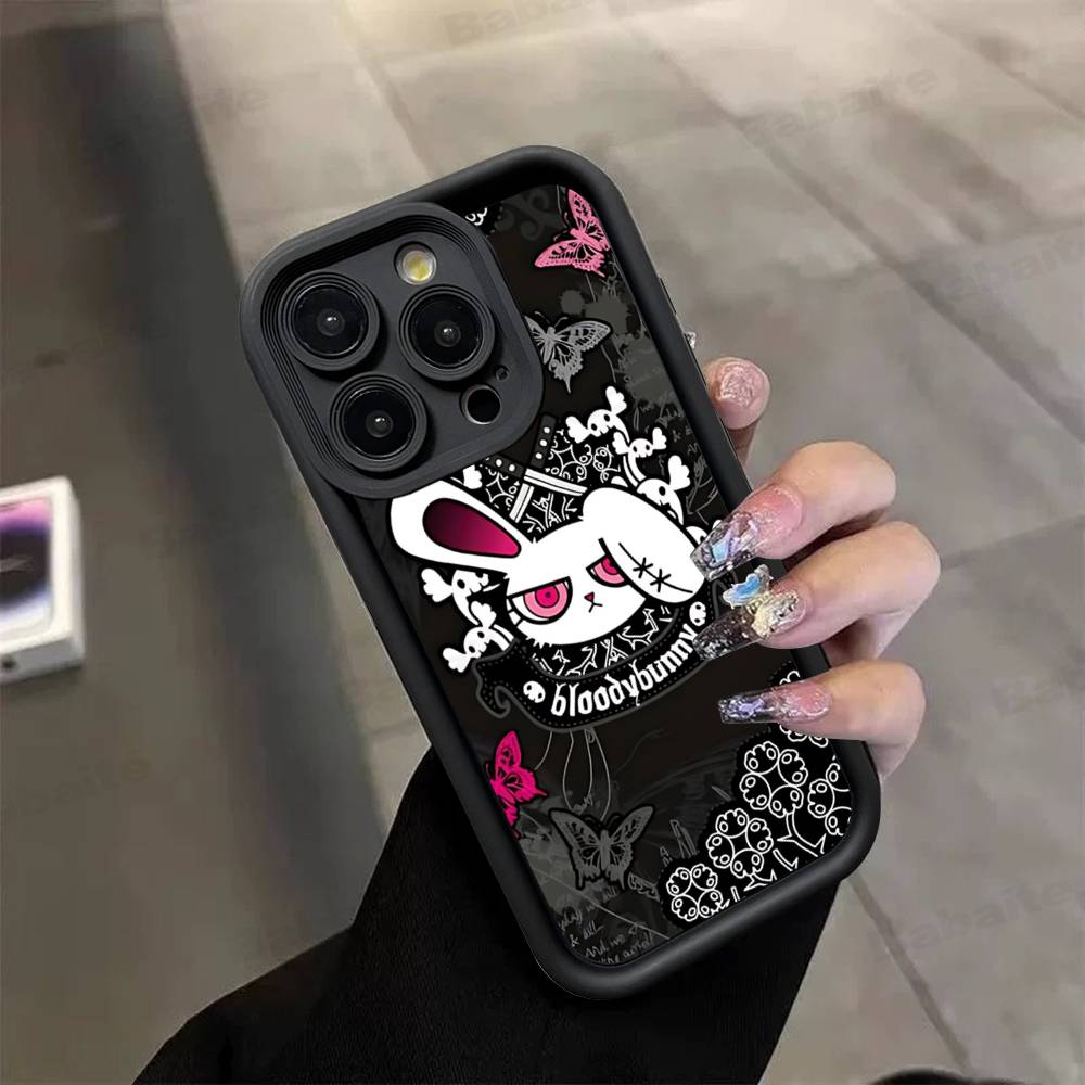 Аниме B-Bloody Bunny Силиконовый Мягкий Чехол Для Телефона Для IPhone 17 16 14 13 12 11 15 Pro Max Plus Air Cover