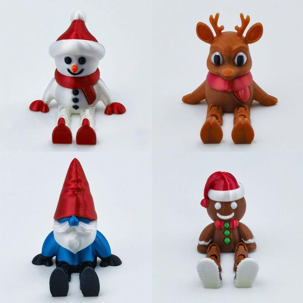 Cute 3D Printing Christmas Decoration Snowman Elk Santa Claus Xmas Pendant Figurines Ornaments Holiday Display