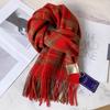 Winter Fashion British Pure Wool Scarf Women's Warm Long Thickened Fringed Scarf Couple Shawl Versatile