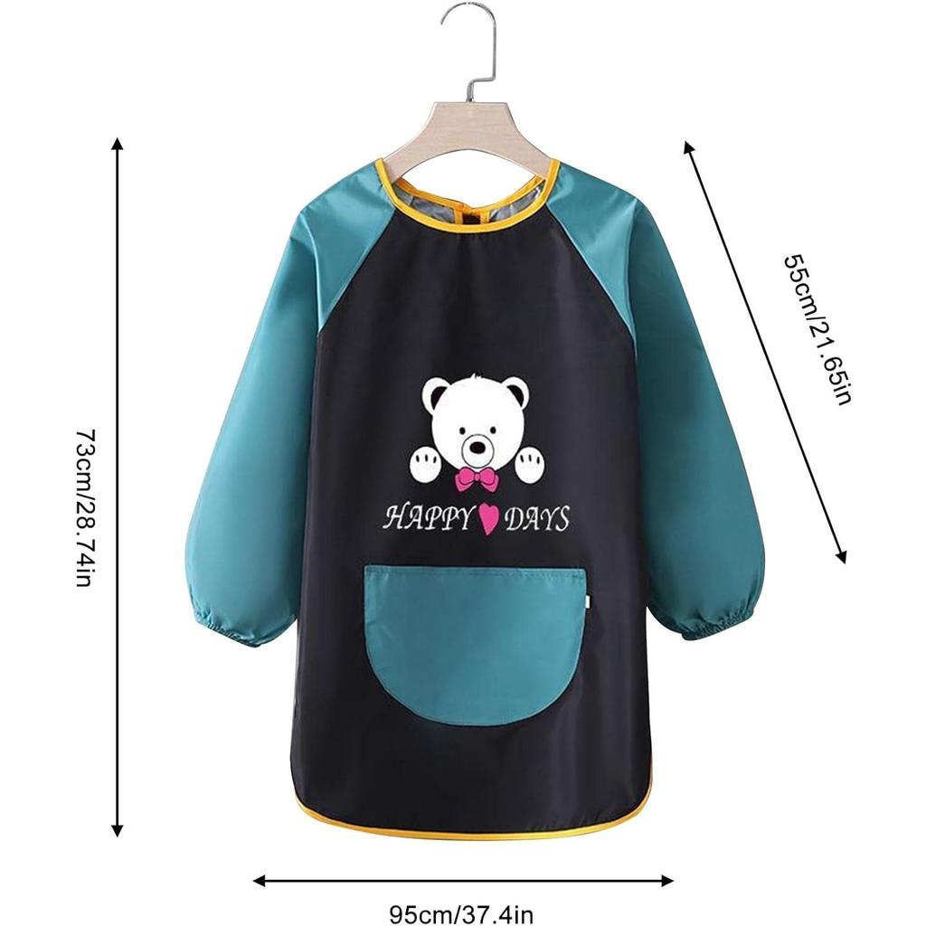 Фартук для рисования Детский фартук с большими карманами Водонепроницаемое чернильное платье с длинными рукавами Ремесленный фартук для школы Художественные ремесла Живопись