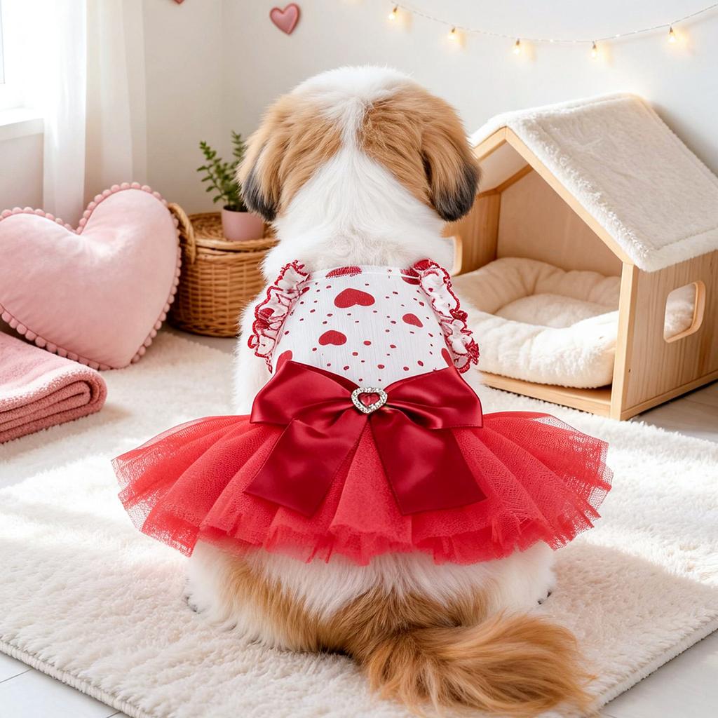 PETCIRCLE Pet Circle New pet clothes for autumn and winter, spot Valentine's Day love tutu skirt