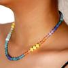 Bohemian Style Women's Beaded Necklace Handmade Rainbow Necklace Creative Neck Choker  Gifts