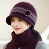Осенне-зимняя уличная вязаная шапка из кроличьей шерсти женская толстая бархатная теплая бабушкина шапка модный стиль вязаная шапка